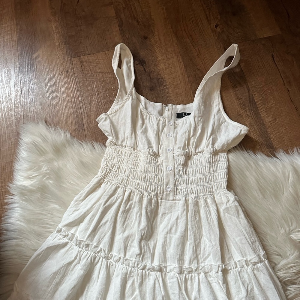 LULU’S Your Sunny Day White Tiered Smocked Mini Dress - Picture 5 of 6